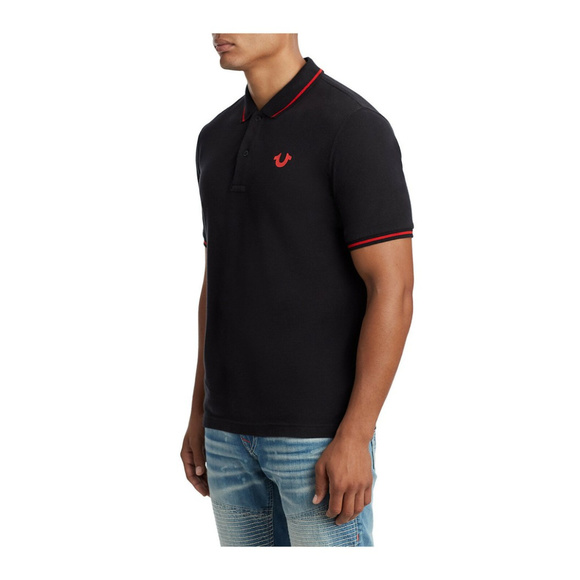 True Religion Shirts True Religion Mens Crafted With Pride Short Sleeve Polo Shirt In Black